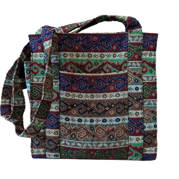 Trade Routes Turkish Carpet Bag Embroidered Tapestry Large Shoulder Tote Bag - Picture 1 of 10